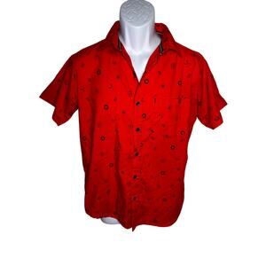 Toku Mens S short sleeved button shirt black nautical themed preppy coast‎ guard